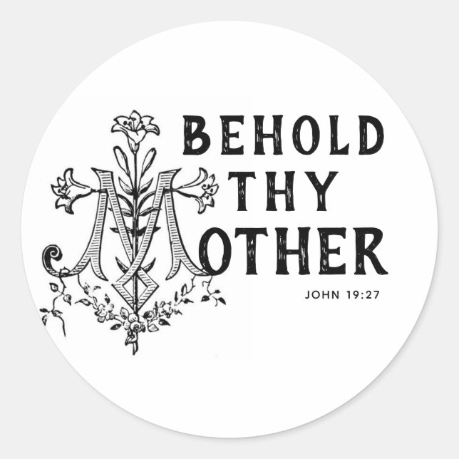 Virgin Mary Religious Catholic Scripture Cross Classic Round Sticker (Front)