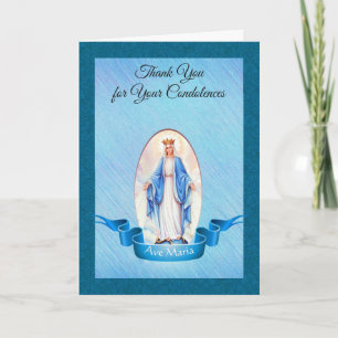 Virgin Mary Roses Catholic Condolence Thank You Card