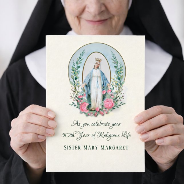 Virgin Mary Roses Catholic Nun Religious Life Holiday Card (Creator Uploaded)