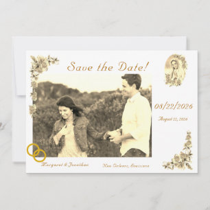 Virgin Mary Sepia Catholic Wedding Save the Date