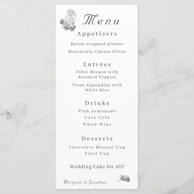 Virgin Mary Silver Catholic Wedding Menu (Front)