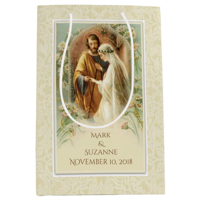 Virgin Mary & St. Joseph Wedding Catholic Medium Gift Bag (Front)