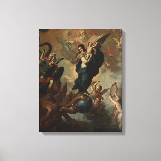 Virgin Mary St. Michael Apocalypse Religious Angel Canvas Print (Front)