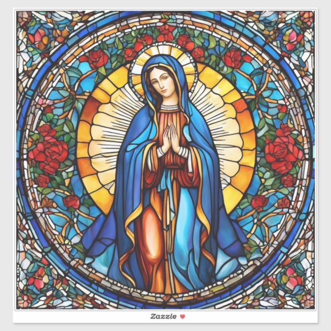 Virgin Mary Stained Glass Sticker for Home or Car (Sheet)