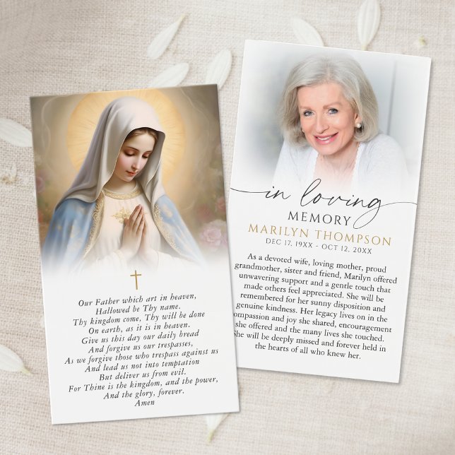 Virgin Mary The Lord's Prayer Sympathy Card (Créateur téléchargé)