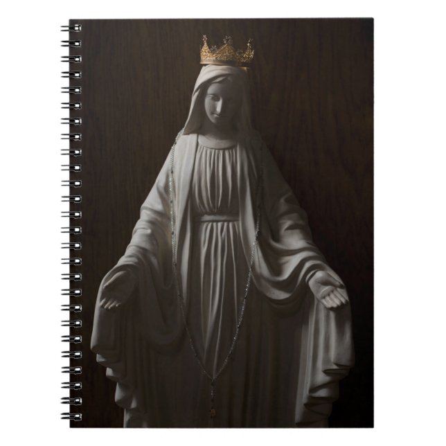 Virgin Mary Wearing a Gold Crown Spiral Notebook (Front)