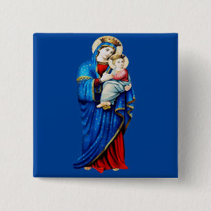 Virgin Mary with Baby Jesus 2 Inch Square Button