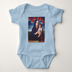 Virgin Mary with Baby Jesus and red cherubs Bodysuit
