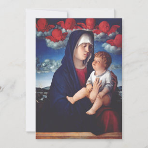 Virgin Mary with Baby Jesus and red cherubs Thank You Card