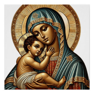 Virgin Mary with baby Jesus Christ Poster