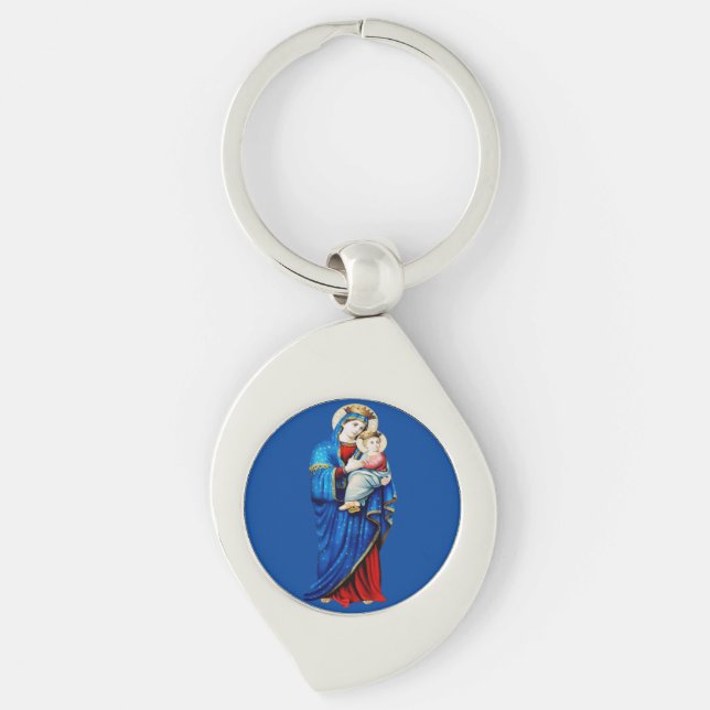 Virgin Mary with Baby Jesus Keychain (Front)