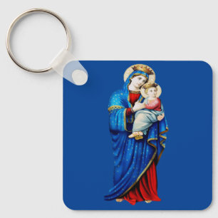 Virgin Mary with Baby Jesus Keychain