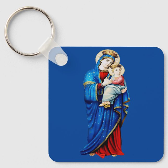 Virgin Mary with Baby Jesus Keychain (Front)