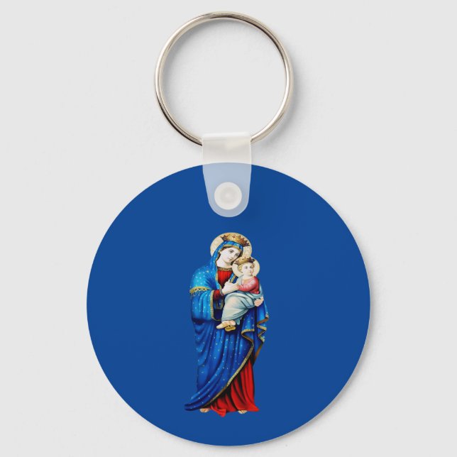 Virgin Mary with Baby Jesus Keychain (Front)
