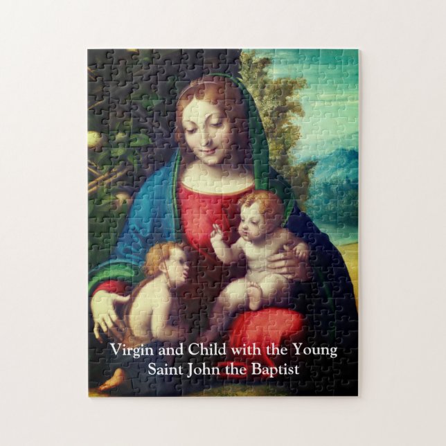 Virgin Mary with Christ Child & St. John Baptist Jigsaw Puzzle (Vertical)