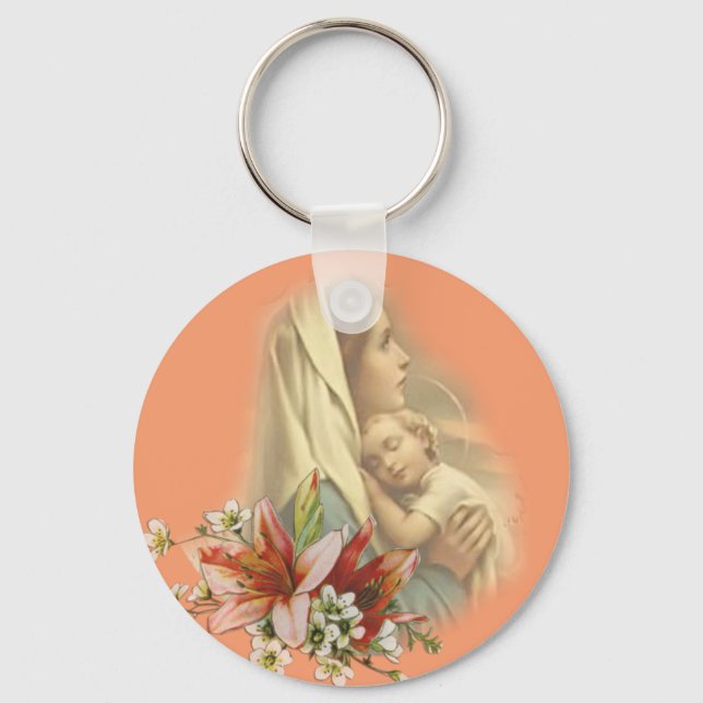 Virgin Mary with Christ Jesus Sleeping Keychain (Front)