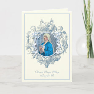 Virgin Mary with Doves Blue Angels Religious  Card