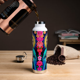 Virgin Mary with Prayer Hands and Roses Water Bottle