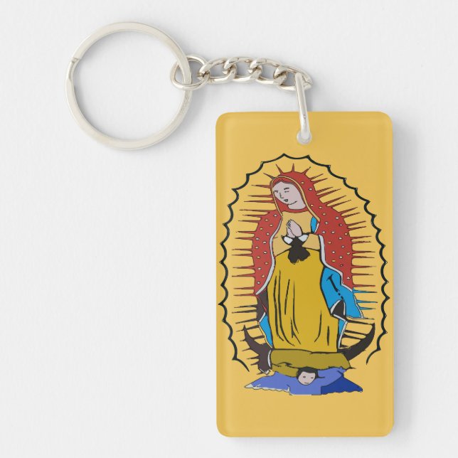  Virgin of Guadalupe, add text,  Keychain (Front)
