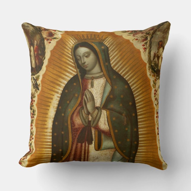 Virgin of Guadalupe Our Lady Mother Mary Throw Pillow (Front)