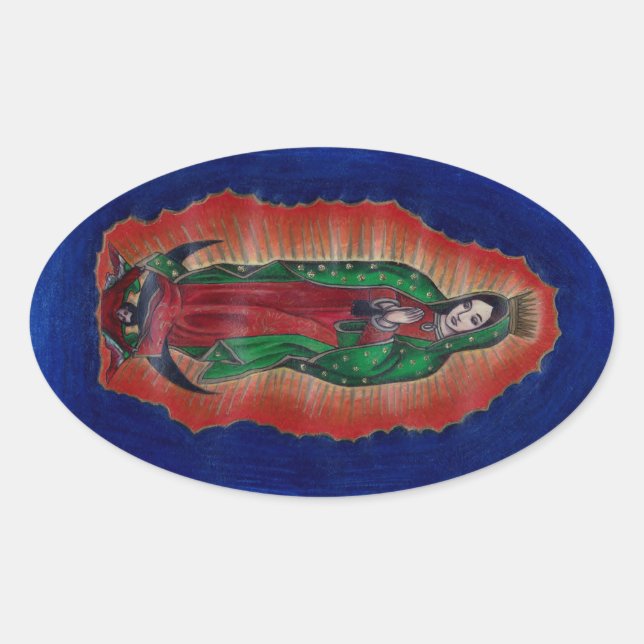 Virgin of Guadalupe Oval Sticker (Front)