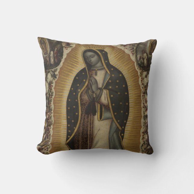 Virgin of Guadalupe Throw Pillow (Front)