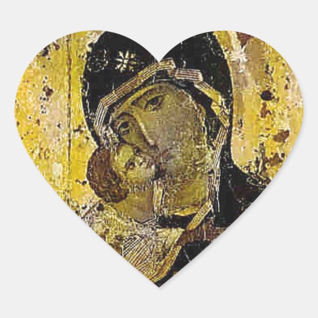 Virgin of Kyiv Ukrainian Icon Madonna Heart Sticker (Front)