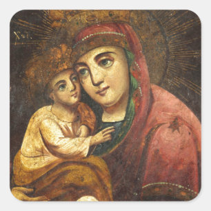 Virgin of Pochayiv Ukrainian Icon Square Sticker