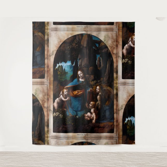 Virgin Of The Rocks by Leonardo da Vinci Tapestry (Front)