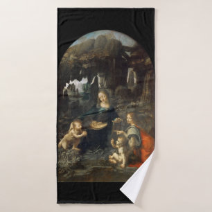 Virgin of the Rocks, Leonardo da Vinci Bath Towel