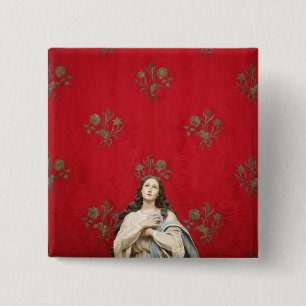 Virgin statue in a Spaccanapoli church, Naples 2 Inch Square Button