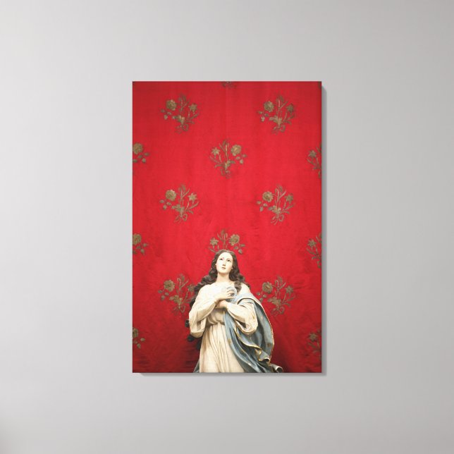 Virgin statue in a Spaccanapoli church, Naples Canvas Print (Front)