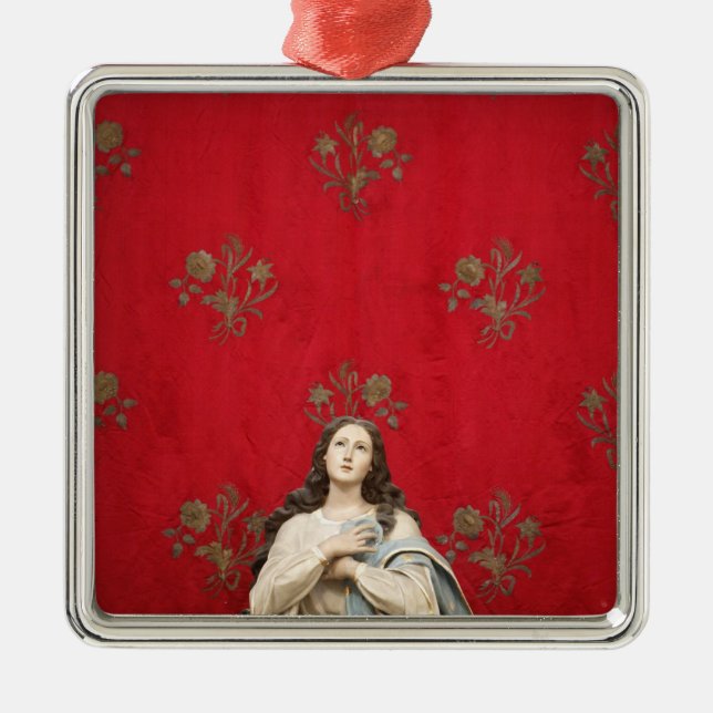 Virgin statue in a Spaccanapoli church, Naples Metal Ornament (Front)