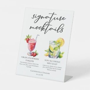 Virgin Strawberry Daiquiri Mint Julep Mocktails Pedestal Sign