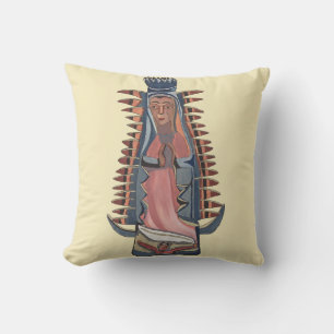 Virgin Virgin Mary Our Lady of Guadalupe painting Throw Pillow