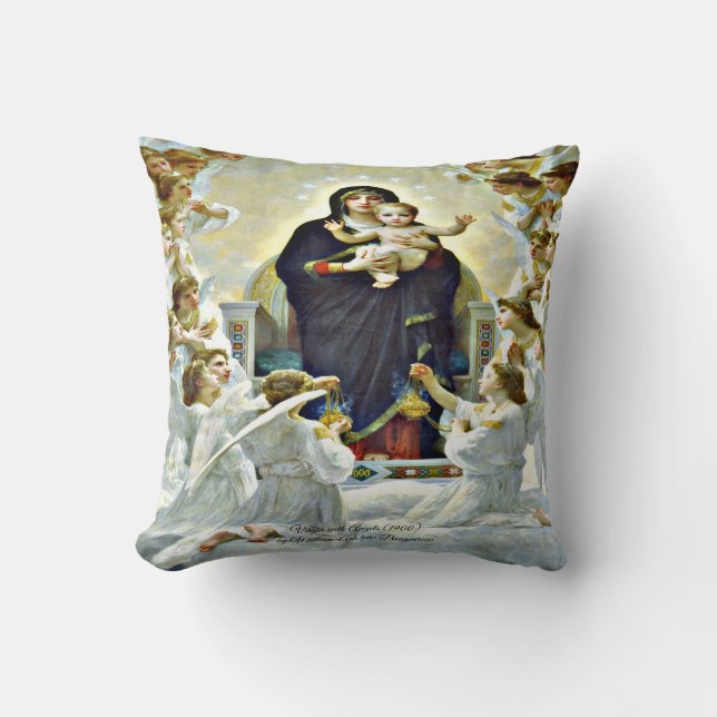 Virgin with Angels Bouguereau  Throw Pillow (Front)