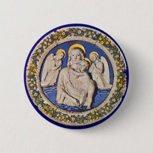 VIRGIN WITH CHILD AND ANGELS 2 INCH ROUND BUTTON