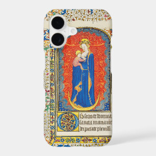 VIRGIN WITH CHILD AND ANGELS Antique Floral Swirls