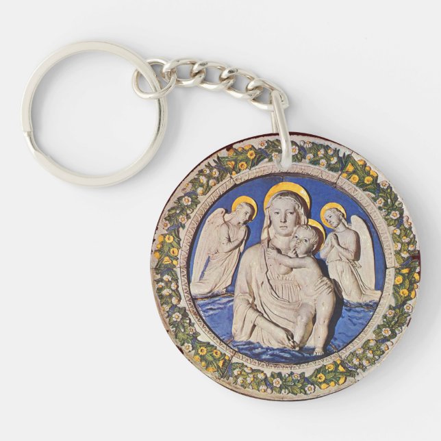 VIRGIN WITH CHILD AND ANGELS  Ave Maria Prayer Keychain (Front)