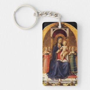 VIRGIN WITH CHILD AND ANGELS Ave Maria Prayer Keychain