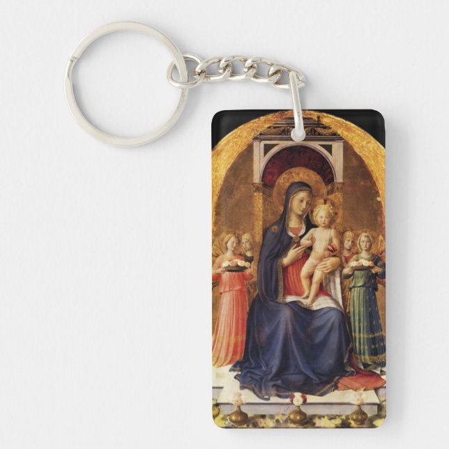 VIRGIN WITH CHILD AND ANGELS Ave Maria Prayer Keychain (Front)