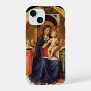 VIRGIN WITH CHILD AND ANGELS ,blue black  iPhone 15 Case