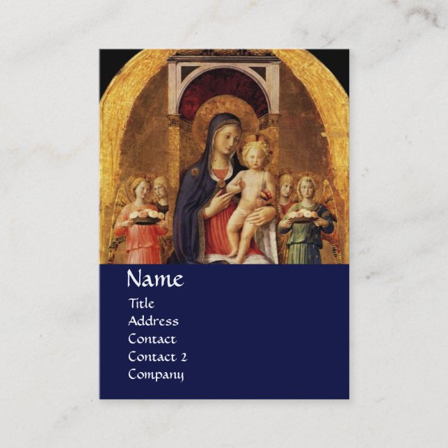 VIRGIN WITH CHILD AND ANGELS ,blue Business Card (Front)