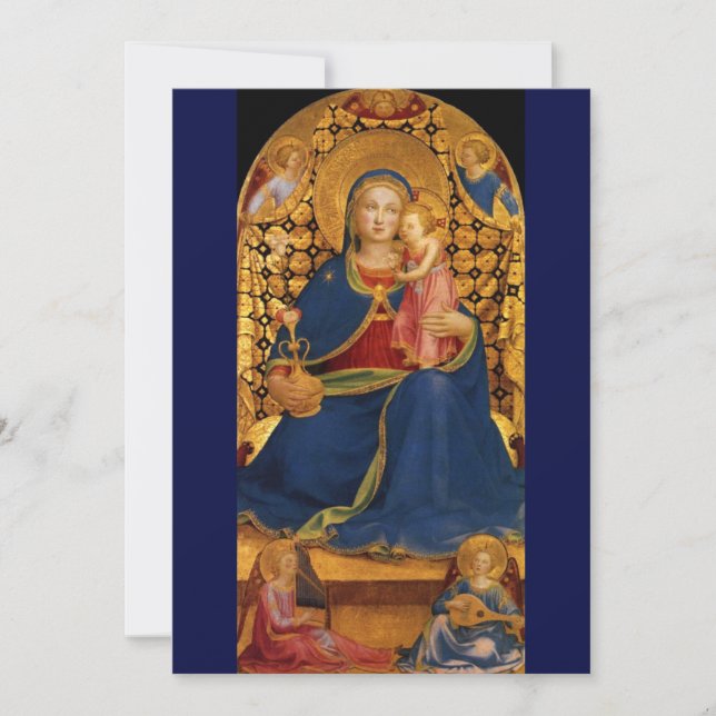 VIRGIN WITH CHILD AND ANGELS, Blue Gold  Invitation (Front)