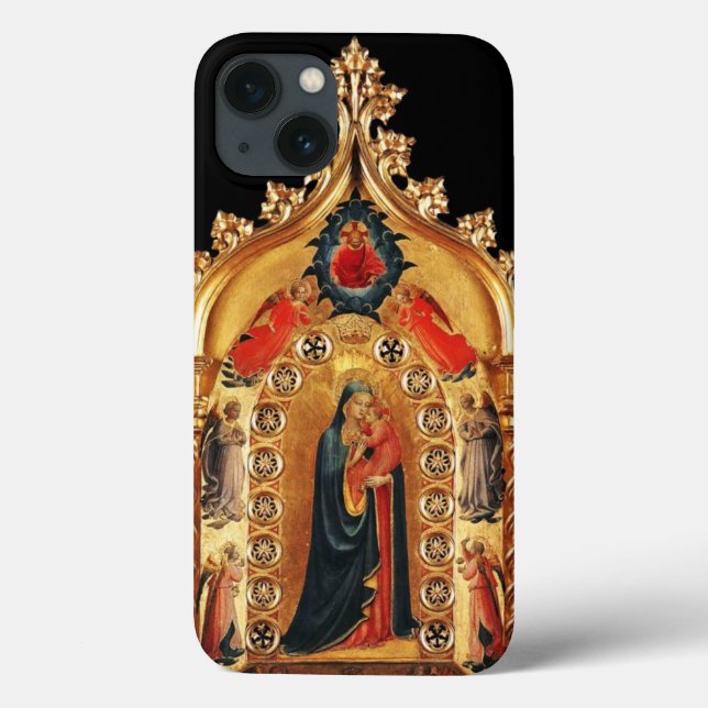 VIRGIN WITH CHILD AND ANGELS GOLD SACRED ART ICON Case-Mate iPhone CASE (Back)