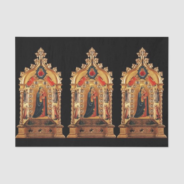 VIRGIN WITH CHILD AND ANGELS GOLD SACRED ART ICON TISSUE PAPER (Front)