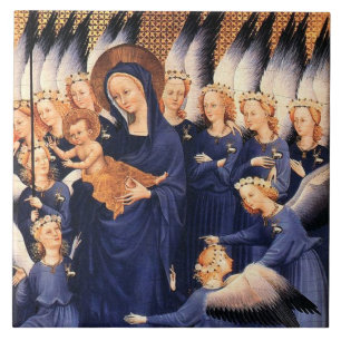 VIRGIN WITH CHILD AND ANGELS Medieval Diptych Tile