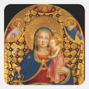 VIRGIN WITH CHILD AND ANGELS SQUARE STICKER