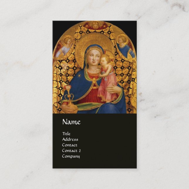 VIRGIN WITH CHILD AND SAINTS ,blue black Business Card (Front)
