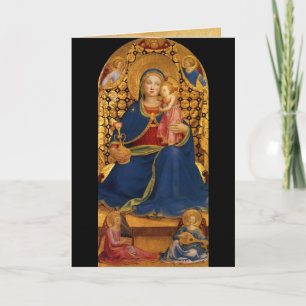 VIRGIN WITH CHILD ANGELS AND SAINTS ,Blue Sapphire Holiday Card